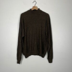 Cullen men's silk long sleeve brown pullover high neck stretch sweater Size XL